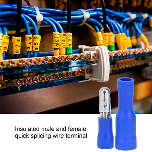 Терминали за изолирана жица со кадимендиум, 25 пара мултифункционални бакарни и ПВЦ машки женски брз конектор за крим Добра спроводливост за кабли од 1,5-2,5мм