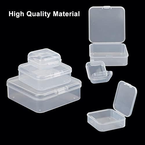Ibequem 48 парчиња мешани големини Право празна пластична кутија, мини чиста пластична организатор мали пластични монистра за складирање