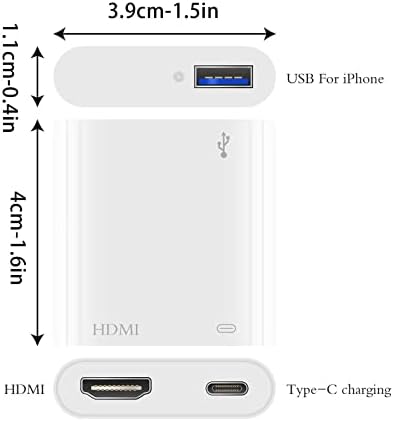 Приклучете го и репродуцирајте го HDMI конверторот за iOS на ТВ адаптерот AV HD 1080P дигитален дисплеј адаптер со USB-PD адаптер за полнење за iOS/монитор Лесен за употреба 1 па