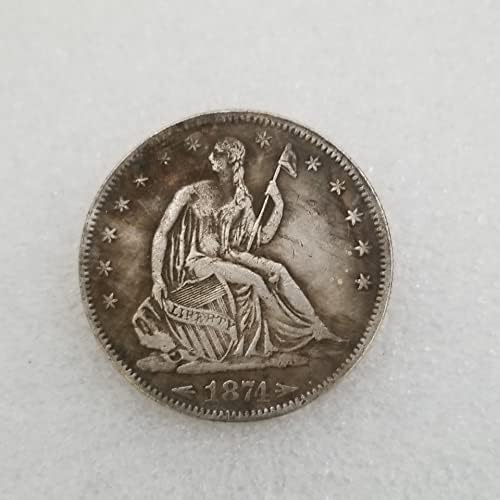 Qingfeng Антички ракотворби Американски 1874-S верзија половина долар месинг сребрен стар сребрен долар сребрен круг Странски