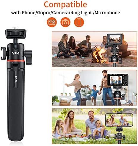 Vrig TP-06 Extendable Theper Thepod, Selfie Stick Phone Vlog Mather Phone Clip, 360 ° Tister Tripod Camera Camera For Iphone/GoPro, лесен