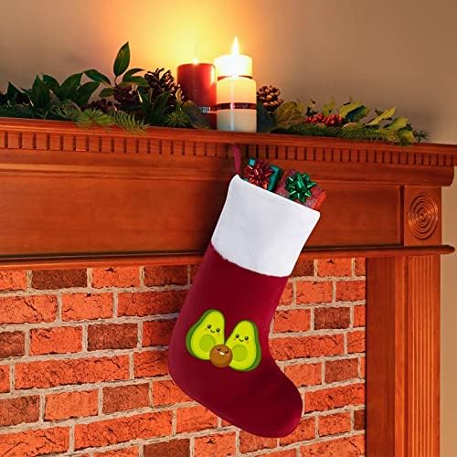 Симпатични цртани филмови Авокадо Семејство Божиќни порибни чорапи со кадифен камин што висат за Божиќно дрво
