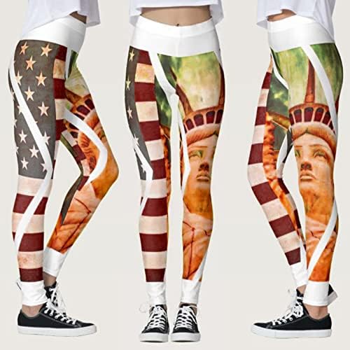 Плус Големина Обични Јога Панталони За Жени Американско Знаме Истегнување Јога Џогирање Висок Пораст Контрола На Стомакот Хеланки Подароци За Жени