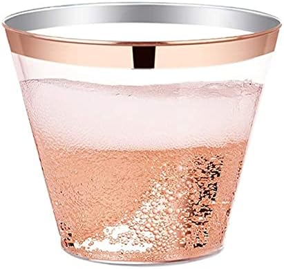 Dbylxmn обични чаши за сликање пикник парчиња чаши за пиење и пластични чаши за забава плажа транспарентен со злато кампување