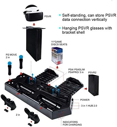 Пренослив Полнач ЗА Контролер ЗА PS4, 3 ВО 1 USB Контролер Станица За Полнач Изградена во 2 Вентилатори СО Голема Брзина ЗА PS4 Слим/Pro/VR