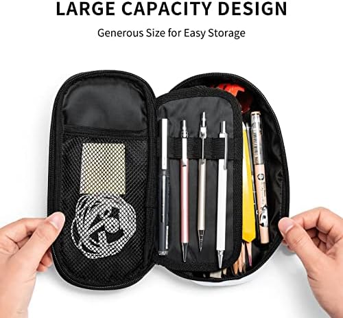 Aseello HoundStooth Black Pencil Case Big Capits Penag торбичка, голема торба за пенкало за складирање издржлива 3 оддел