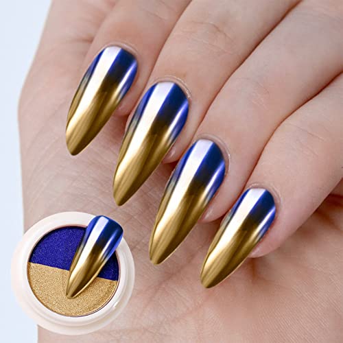 Во прав од две бои титаниум златен прав, металик огледало во прав за нокти за нокти