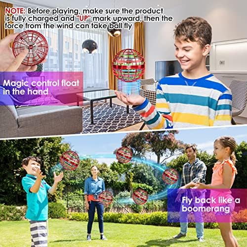 Летање на играчки со топчести топки, лебди орби бумеранг, безбеден за 6+ годишни деца момчиња девојчиња магија контролер мини дрон топки со