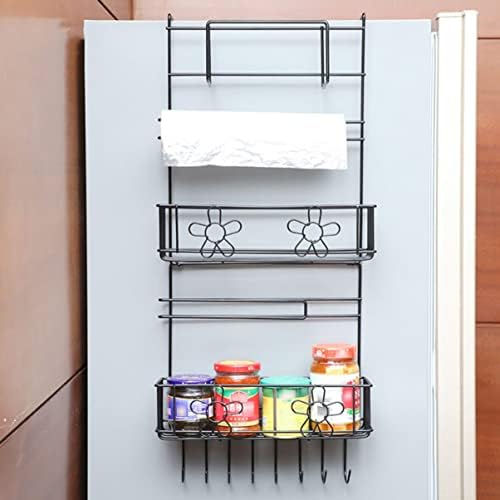 Кабилок зачинет доказ за црна пешкир за фрижидер wallидни тегли држач страничен фрижидер виси решетка за кујна кујна складирање со вшмукување