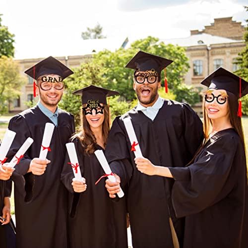 Дипломирани очила, 2023 година Сјај фенси дипломиран за дипломирање очила Фото штанд реквизит за украси за дипломирање