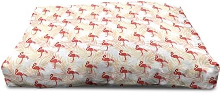 Ambesonne Flamingo Дрвена куќа за кучиња, егзотични птици на палми лисја романтични тропски симболи гранки Прослава, преносни