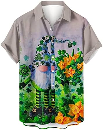Денот на д. Денот на д. Патрик, обичен краток ракав за кратки ракави Хавајски кошули Детелина Детелина Шамрок маица копче нагоре нагоре