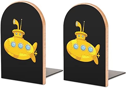 Симпатична Подморница Книги Декоративни Печати Дрво Книга Завршува За Полица Пакет од 1 Пар