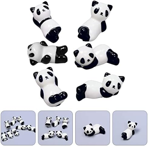 Aboofan 6pcs Симпатична керамичка панда за трска за да се замори држач за држачи за стапчиња за стапчиња за јадење, ставете ги решетката за