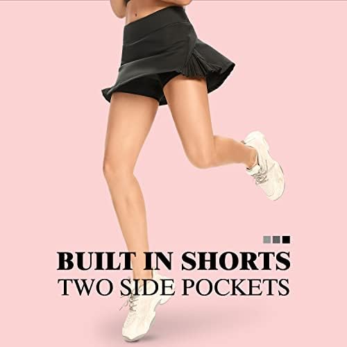 ДГД атлетски тениски здолништа за жени со внатрешно кратко средно-опсег со активни производи за голф со џебови за трчање и теретана