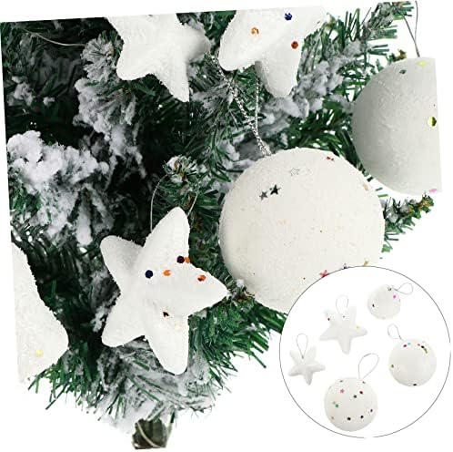 Toyandona 120pcs пена приврзоци бели сјајни украси полистирен starвезда Божиќна занаетчиска пена виси празнични украси за новостико