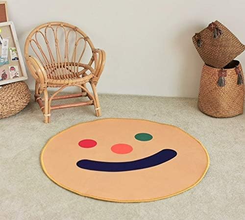 ZRSJ Senior Care Baby Play Mat, Smile Play Mat Baby, Round Non-Slip Baby Fitness Taptess Carte Mat Decoration Play Mat for Baby for Dild Dine Room Games соба сопствена игра обичај игра