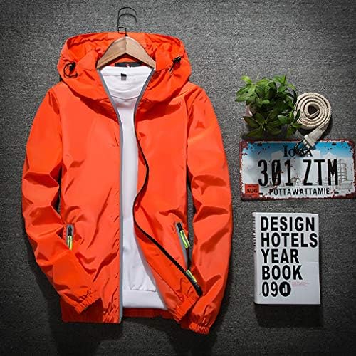 Зимски јакни ymosrh Обична боја плус големина Худи рефлективен патент отворен спортски палто светло дожд јакна