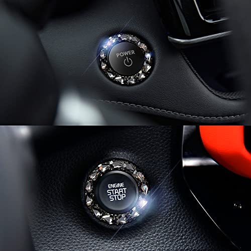 Копче за копче на Murimt Bling Car Start Cover/Налепница за Ween, Car Engine Start Stop Trim Ring, сјаен кристал Rhinestone