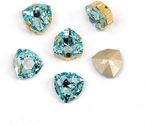 Xuccus yanruo 4706 триаголник аквамарин шие на камења стаклени ригистони за шиење на фустани за кистал дијамант - дијамант