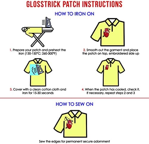 Glossstrick скршено срцево железо на закрпи - извезено шиење на амблем - Апликација за лепенки за јакни или ранци - лепенка за налепница