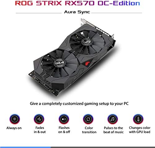 Asus Rog Strix Radeon RX570 O8G Gaming GDDR5 DP HDMI DVI VR Ready AMD Graphics Card