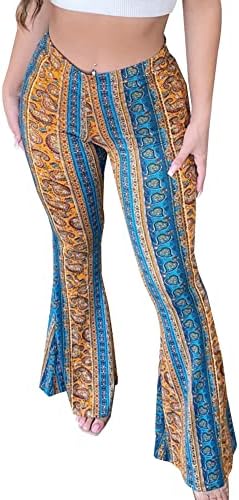 Yuzibao женски фларен јога хеланки со високи половини бохо палацо широки панталони за нозе bellвончиња дното на дното