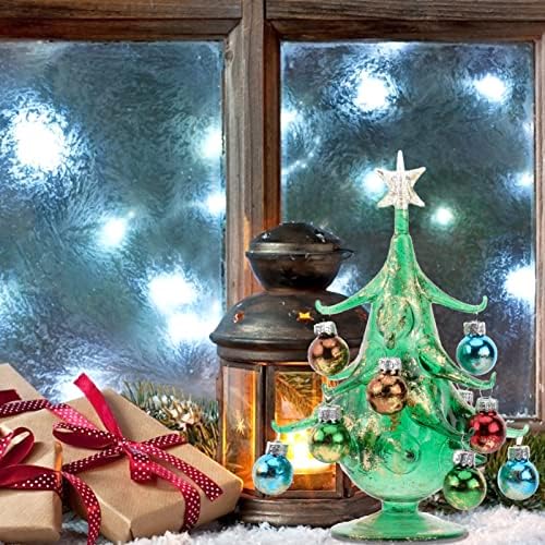 Ханабас за камин Топ маса Мала зелена пејзаж празнична забава за забави Декор Божиќна работна површина со керамичка куќа бор, фигура за декорација