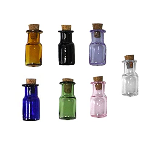 7pcs Мини цилиндрични шишиња со стаклени шишиња празни ампули ситни тегли со стопери со плута кои сакаат шише лебдат шише шише шише декоративно