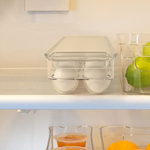 Тотално држач за кујнски јајце за фрижидер, организатори на фрижидер и чисто складирање, пластични контејнери за пластично складирање