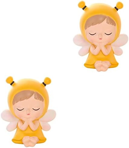 Веемон 2 парчиња цртан филм портокалова десктоп фигура мед свинче мал декор за складирање пари сувенири за уметност смола заштеда