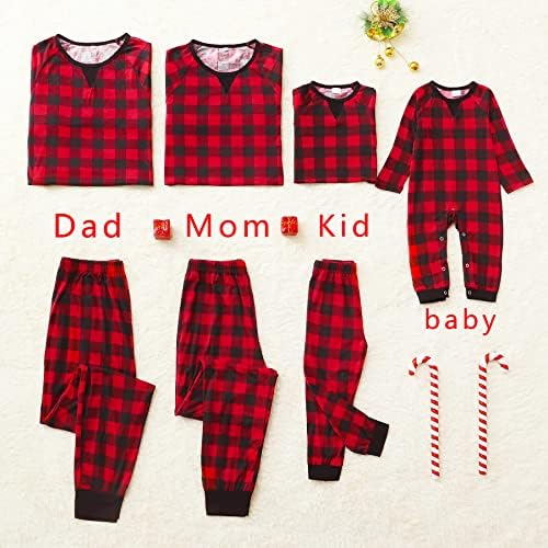 Појавување на семејни пижами поставува Божиќни пјс црвена карирана и панталони 2 парчиња есенска зимска облека