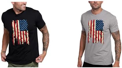 Мажите американско знаме Патриотска маица со орел маица 4 -ти јули јули череп со кратки ракави на вратот