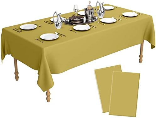 Златна маса крпа, маса за правоаголник на маса, 54 x 108 пластични крпи за маса за забави за еднократна употреба, тамори за еднократна употреба