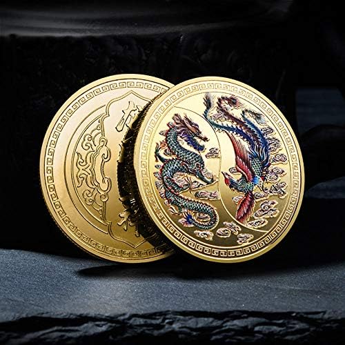 2021 Кинески Традиционален Поволен Змеј И Феникс Вести Позлатена Комеморативна Монета