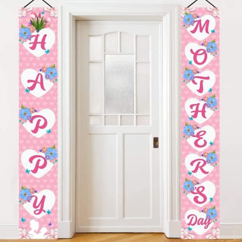 71 Х 12 Среќен Мајки Ден Тремот Банер, Среќен Мајки Ден Украси, Розова Среќен Мајки Ден Банер За Мајки Ден Декорации Врата, Мајки