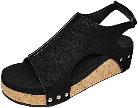 Сандали на Yhiwu за жени облечени летни отворени пети шупливи клинови сандали мода искра се лизга на папучи удобна сандала за плажа