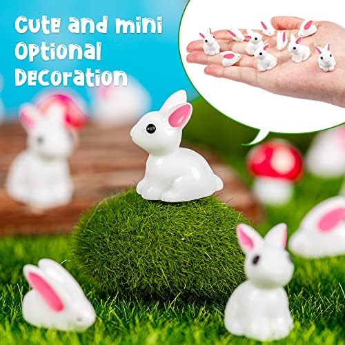 FFNIU Велигденски минијатурни фигурини на зајаци, 100 парчиња мини -смола зајаче животни играчка, минијатурен зајак за украси за пејзаж Минијатурна градинарска декора