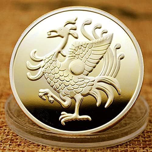 Омилена Монета Комеморативна Монета Позлатена Антиката Четири Големи Ѕверови Сузаку Врежана Предизвик Монета Среќа Монета Колекционерски