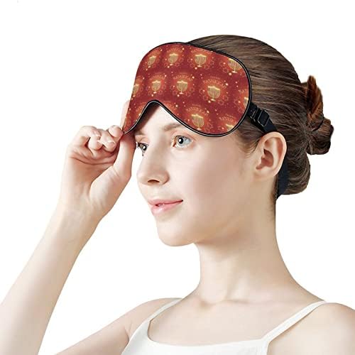 Среќна Ханука еврејски фестивал за одмор маска за спиење мека и удобна маска за очи со прилагодлива лента за глава, блокирање на окото