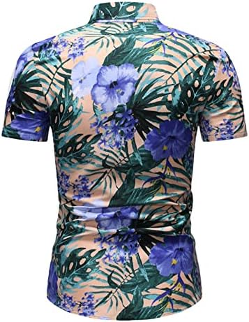 Менс обични хавајски кошули Цветни тропски кратки ракави печатени кошули копче надолу по обичен плажа фустан од алоха кошули