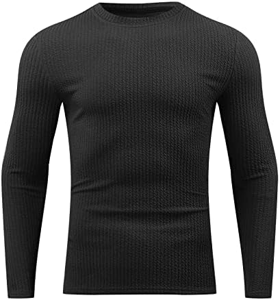 Машка есен и зимска дното на дното, цврста боја пуловер, Twsted Цветниот врат со долги ракави маица врвен долг ракав