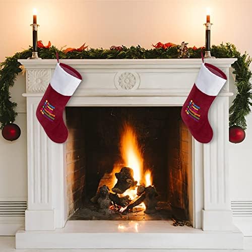 Секогаш уникатни тотално интелигентни аутизам Божиќни порибни чорапи со кадифен камин што виси за декор за домашно дрво дома