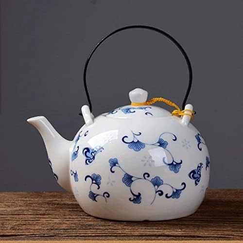 Котел чајник чајник, керамички голем капацитет единечен тенџере сино -бел чај постави рачно изработени кујнски прибор чајник чајник