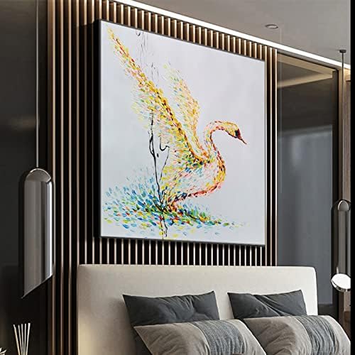 Shoujiqq рачно насликано животинско уметничко сликарство - голема апстрактна симпатична патка текстурирана квадратна позадина