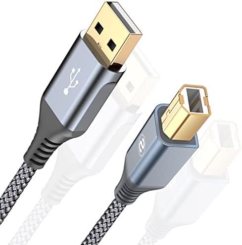 MAXGROUP Печатач кабел 6ft, USB 2.0 ПЕЧАТАЧ КАБЕЛ USB - а ДО USB-Б Кабел, СО Голема Брзина НАЈЛОН Плетенка USB Миди Кабел Скенер Кабел