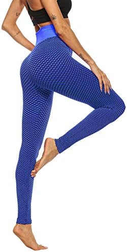 Активни јога панталони со високи половини за жени решетки за печатење на високи половини за истегнување на фитнес хеланки јога панталони