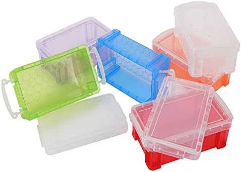 Lnndong-6-парчиња со мала боја со мала боја, 5,3 * 2,9 * 1.9 Транспарентна кутија за складирање со покривка на токи, што се користи за складирање на ракотворби, канцелариски ма