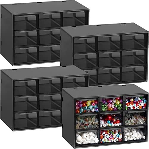Организатор за складирање на десктоп 4 пакувања со 9 фиоки занает организатор со мини фиоки пластични организатори и фиоки за складирање за занаетчиски