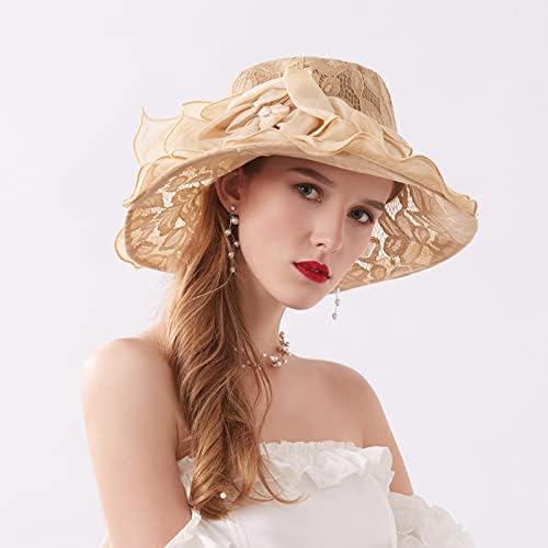 Плажа капа на жени лето невестински туш капа облечена женска летна капа визир капа мода дами широки лисја цвет сонце капи.